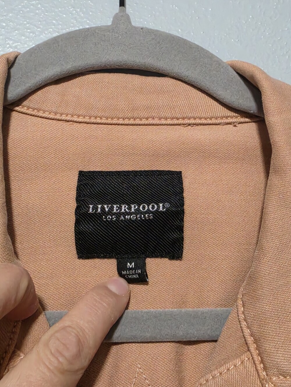 LIVERPOOL Denim Jacket Womens Medium Peach Pink Stretch Casual Minimalist - Picture 5 of 6